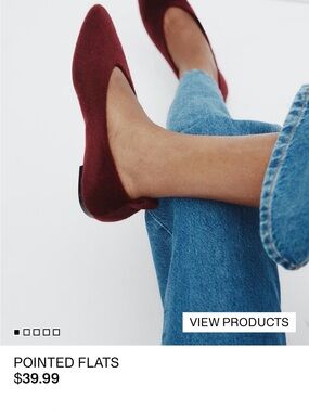 H&M Women's Pointed Slip-On Flats in Burgundy